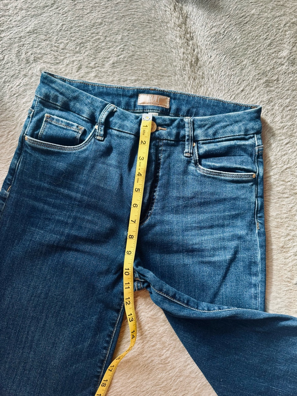 Kut from the Kloth MEG Fab Ab Blue Cropped Straight Jeans raw hem - Picture 9 of 10